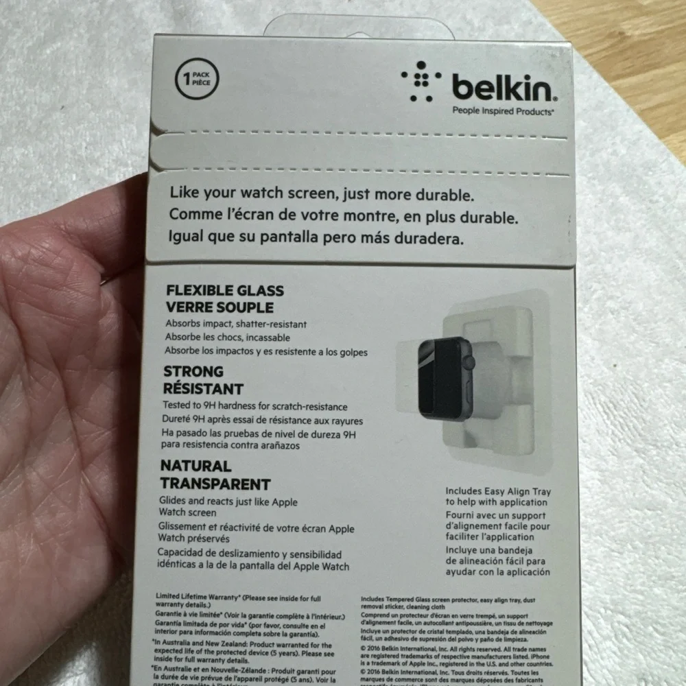 Apple Watch 38mm Belkin ScreenForce InvisiGlass Screen Protector Flexible Glass
